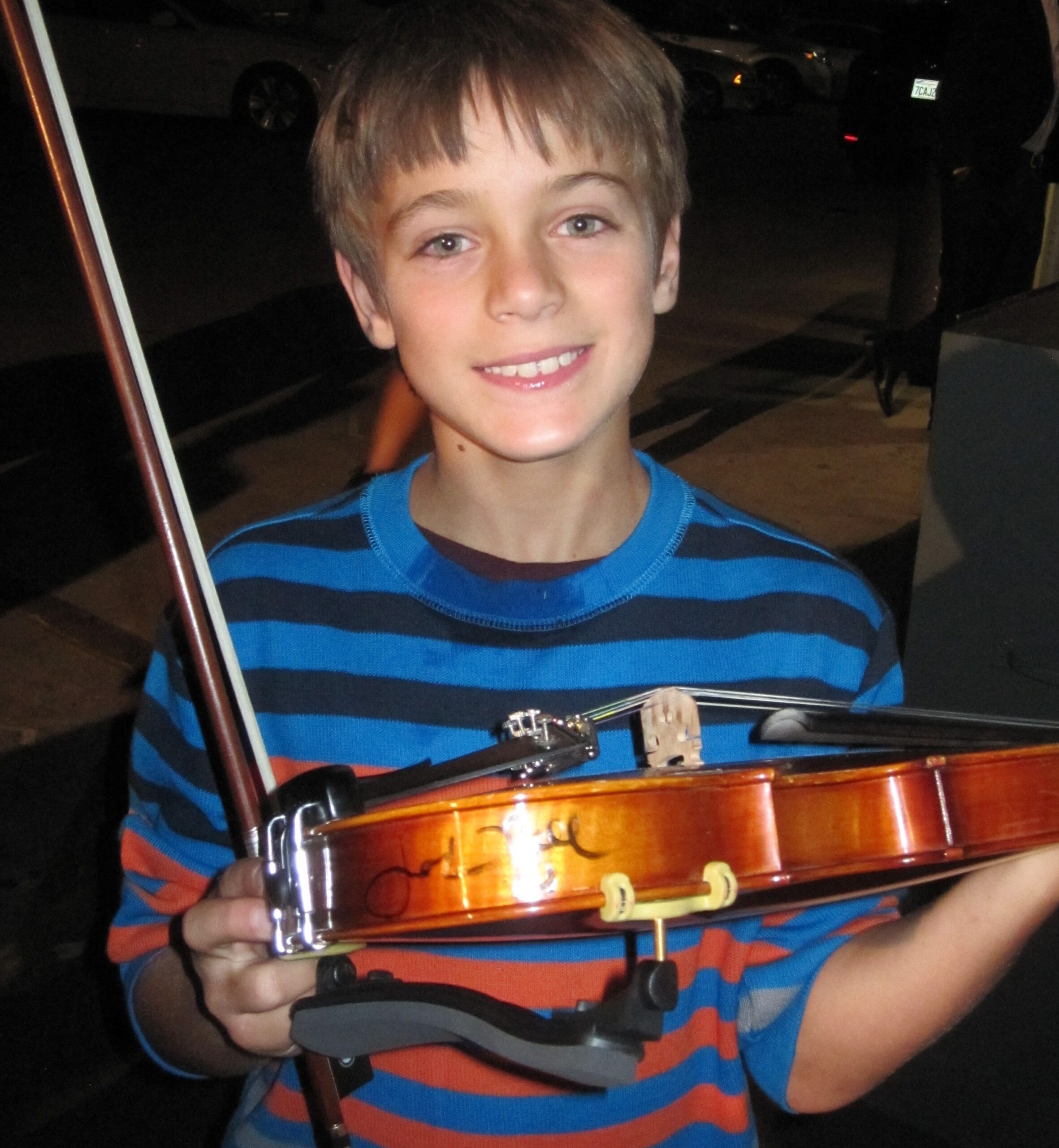 Wesley's violin signed by Joshua Bell